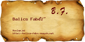 Balics Fabó névjegykártya